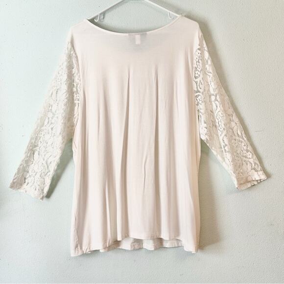 NWT Lane Brant 3/4 Lace Sleeve Top Size 18/20 Off-White White - Picture 5 of 5